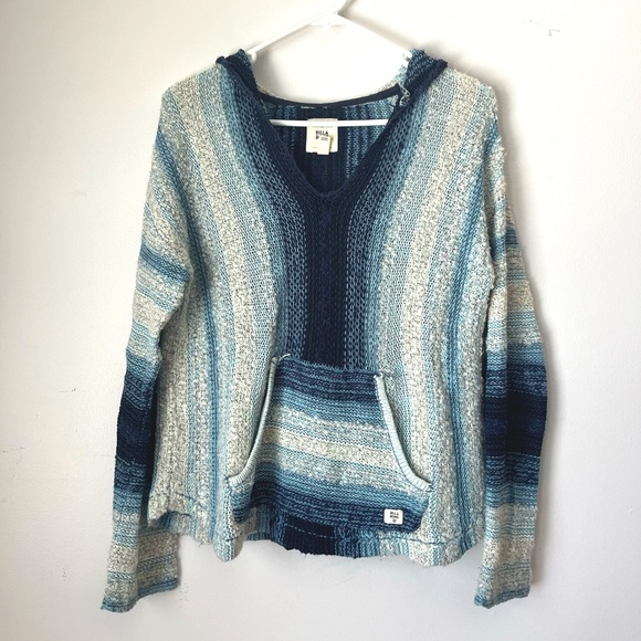 Billabong Sweaters - Billabong Blue Striped Baja Cove Beach Sweater